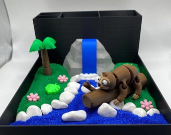 Sloth Zen Garden, Mini Desk Decor, Sensory Calming Sand Garden for Desk, Fidget Stress Relief, Office Decor, Cubicle Decor