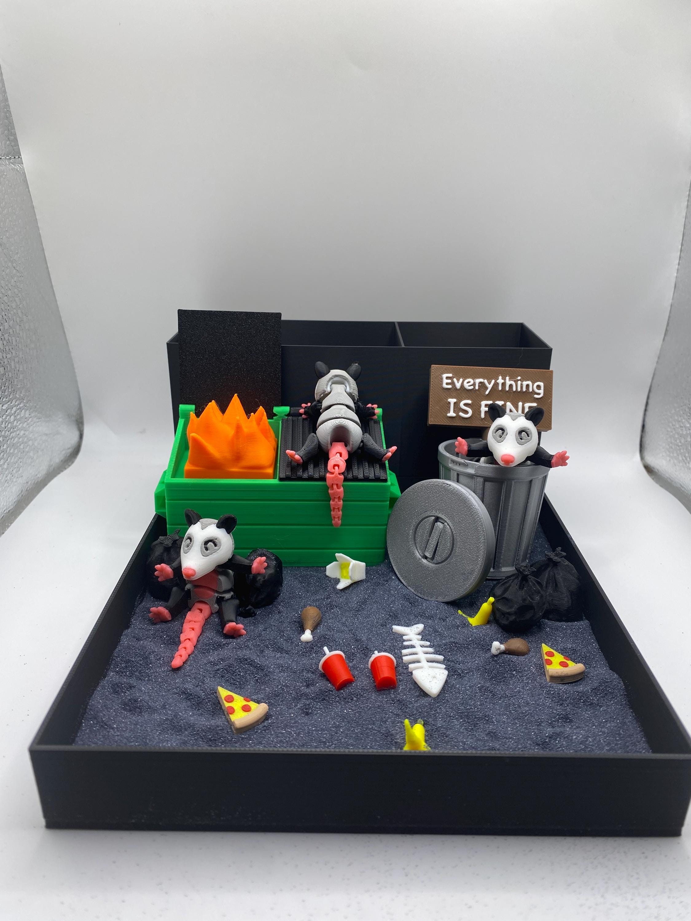 置物 Pepe the rat Zou Liang 53/199 Opossum Dumpster Fire Zen Garden, Mini Desk Decor, Sensory Calming