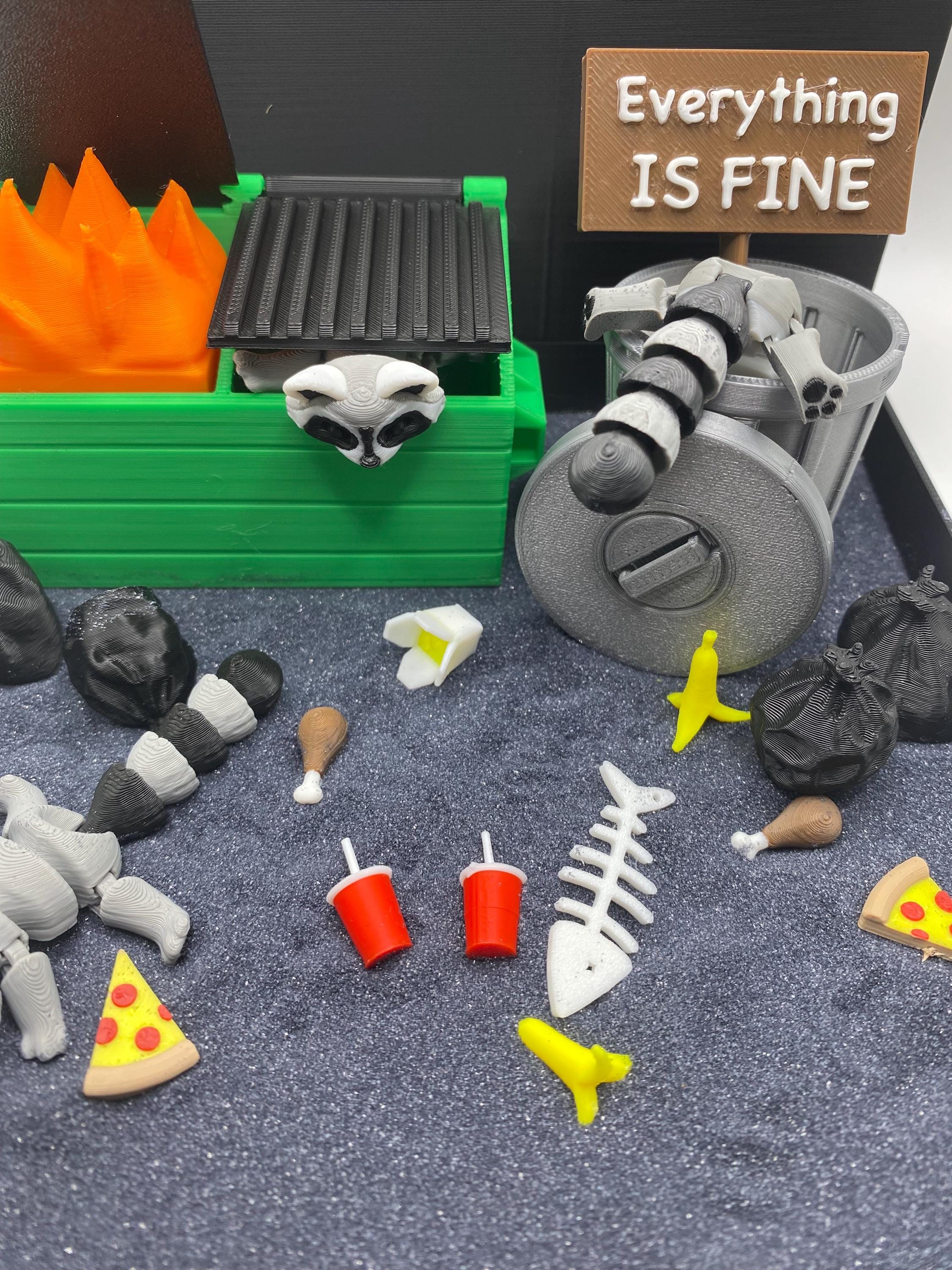 Raccoon Dumpster Fire Zen Garden, Mini Desk Decor, Sensory Calming