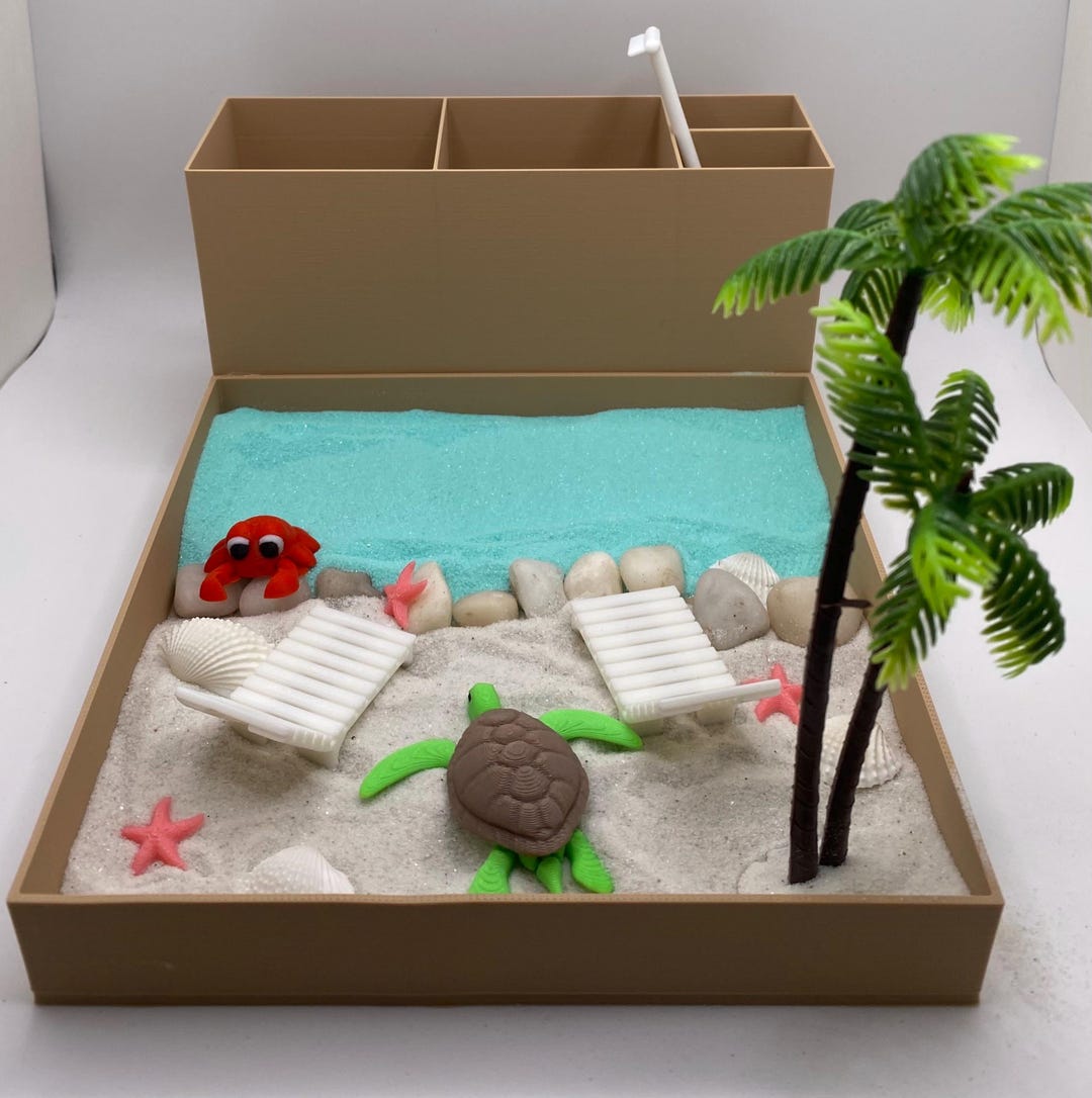 Caribbean Beach Zen Garden, Mini Desk Decor, Sensory Calming Sand ...
