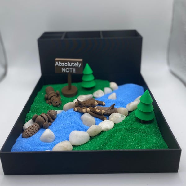 Jardim Zen Castor, Mini Decoração Relaxante para Mesa, Alívio do Estresse