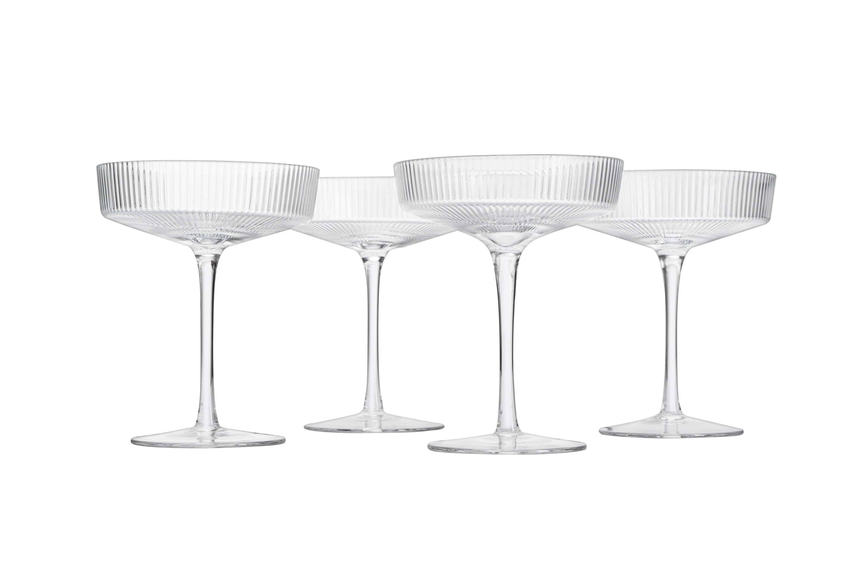 Vintage Art Deco Coupe Ripple Glasses With Stems Set of 4 - Etsy