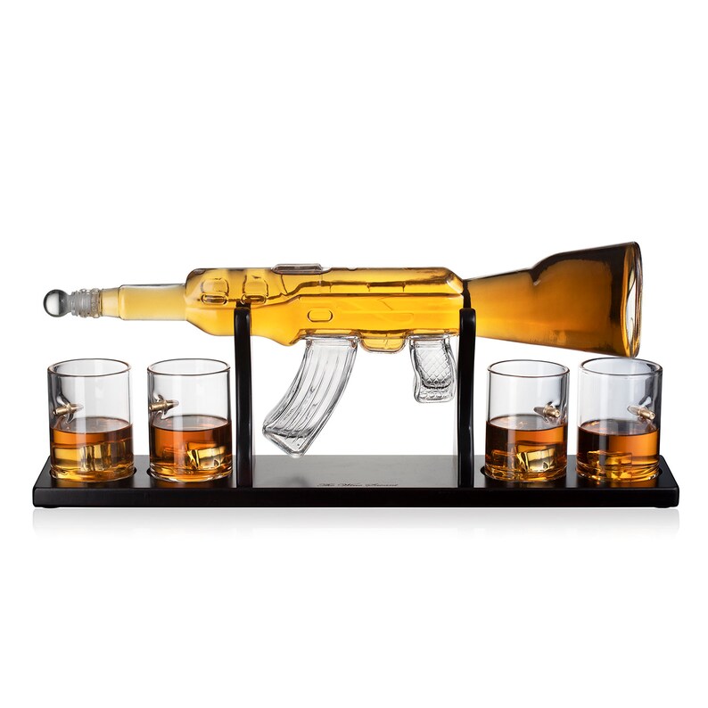 Elegant Gun Whiskey Decanter Set & Glasses Whiskey Gun Etsy
