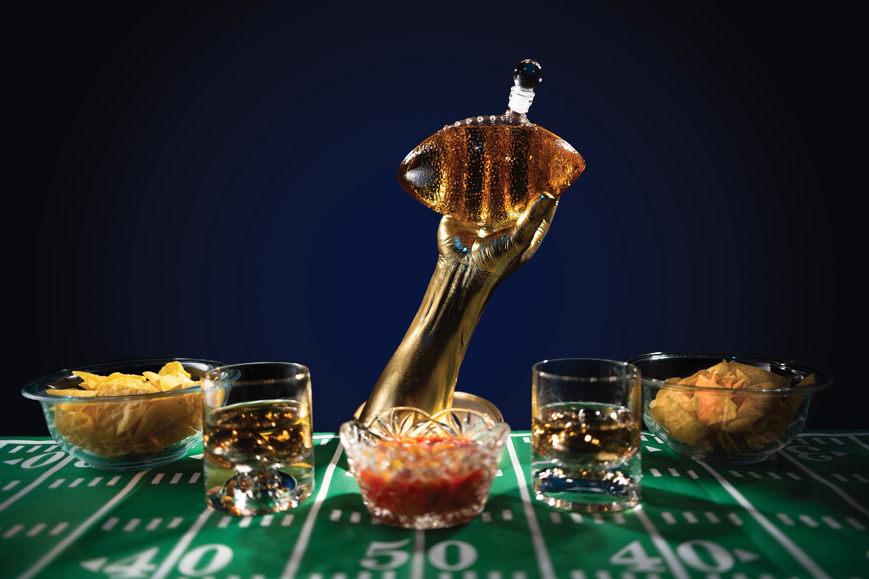 Football Decanter With 2 Football Whiskey & Wine Glasses Etsy