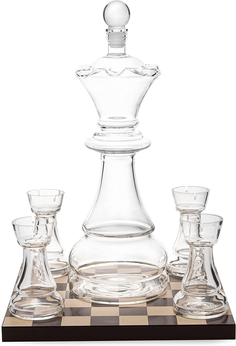 Chess Decanter Set by the Wine Savant Queen Chess Decanter Etsy