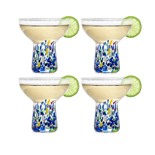 Hand Blown Mexican Margarita Glasses Pebble Confetti Margarita Etsy