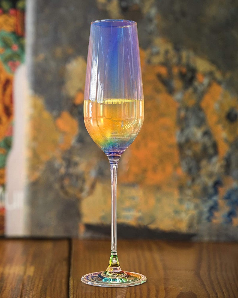 Iridescent Champagne Glasses Set of 4 Etsy