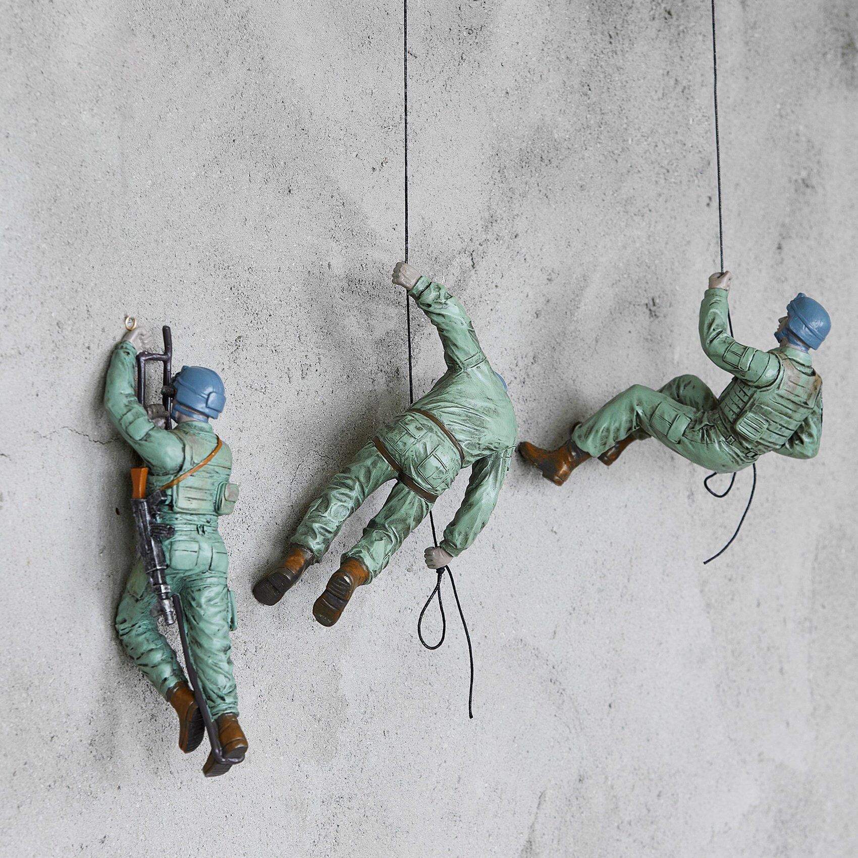 Set of 3 Climbing Soldier Man Wall Art Decor Sculpture by Gute Etsy
