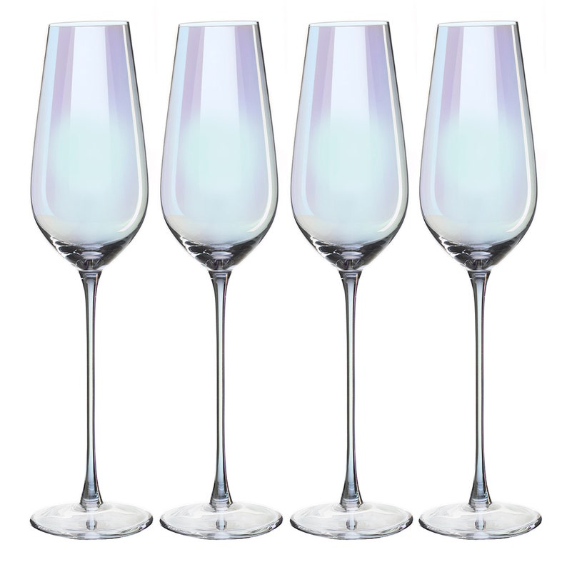 Iridescent Champagne Glasses Set of 4 Etsy