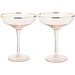 Colored Blush Pink and Gilded Rim Coupe Glass, Large 9oz Cocktail and Champagne Glasses 2-Set Vibrant Color - The Wine Savant (Coupe) 