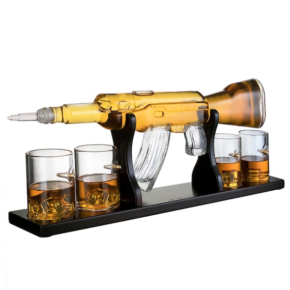 Elegant Gun Whiskey Decanter Set & Glasses Whiskey Gun Etsy
