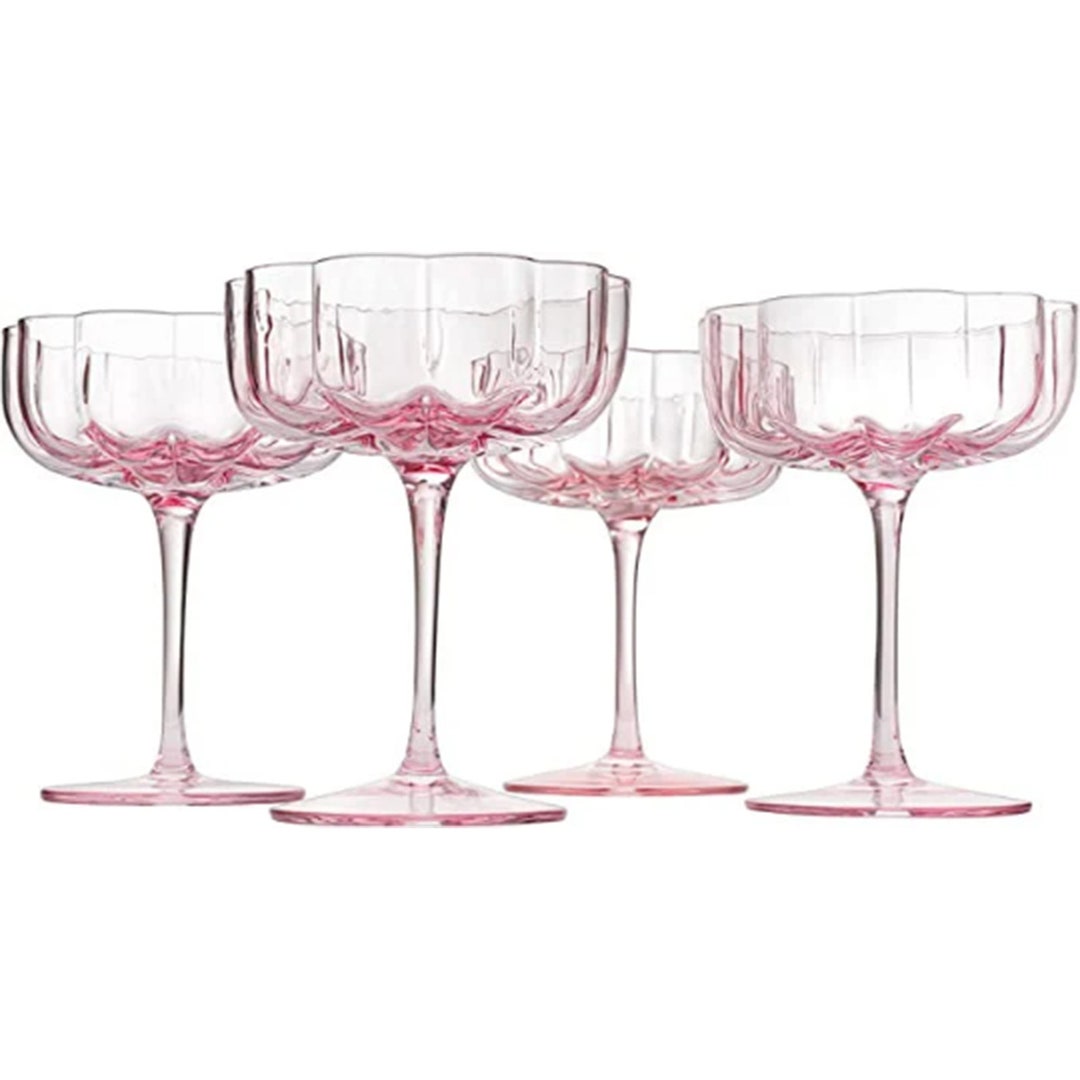 Flower Vintage Glass Coupes 7oz by the Wine Savant Colorful Etsy