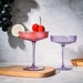 Set of 2 Ripple Ribbed Cocktail Coupe Colored Glasses by The Wine Savant (Lavender) 