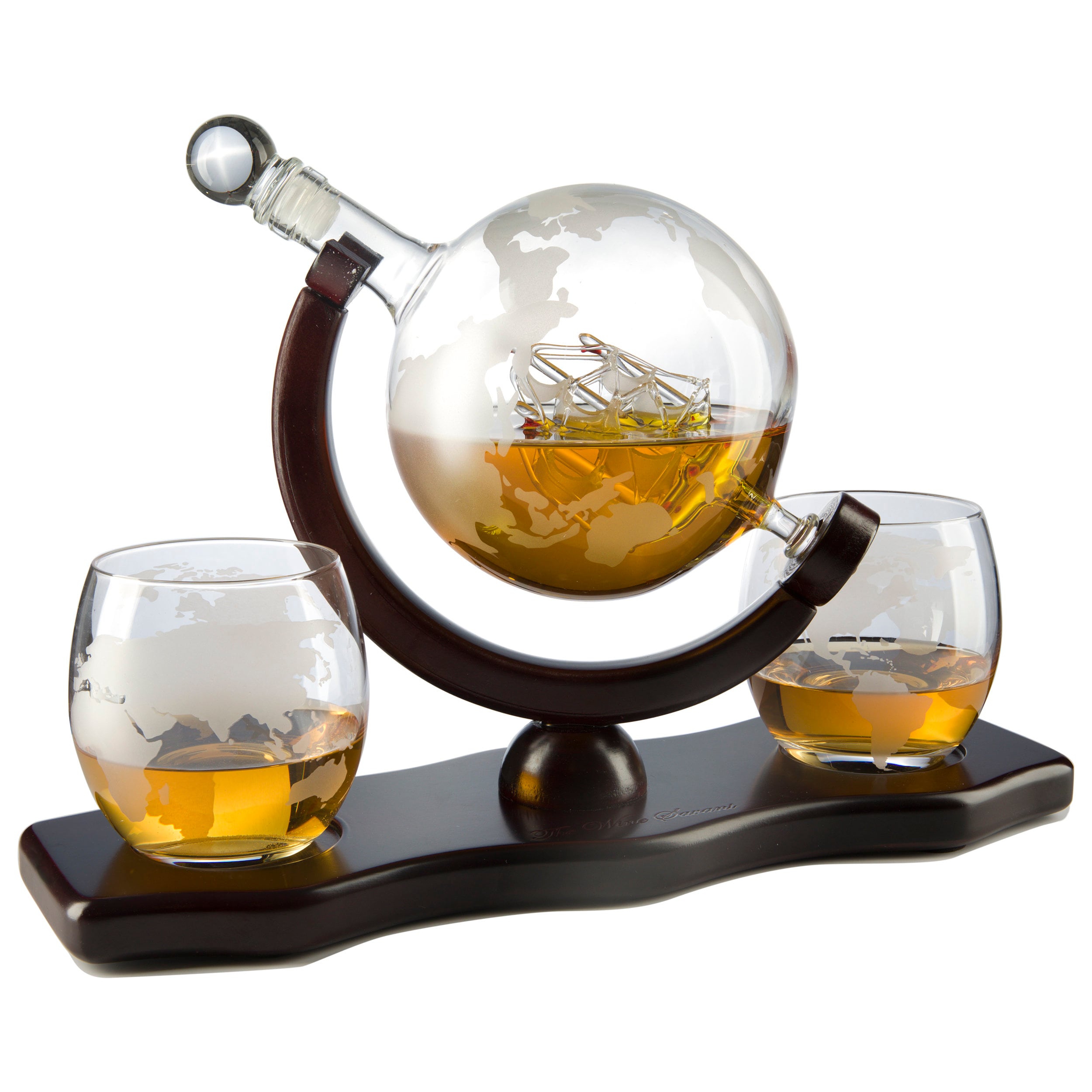 Globe Whiskey Decanter with 2 glasses Etsy