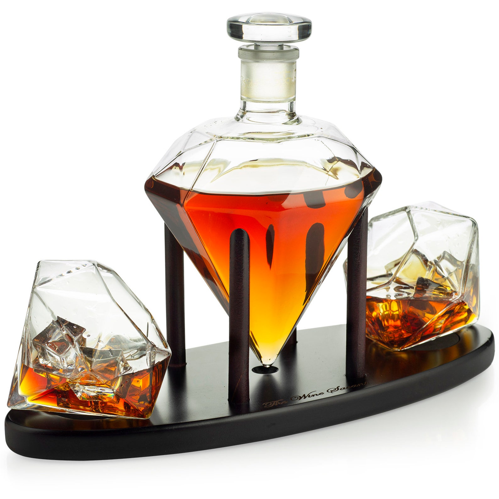 Diamond Decanter Set With Tray and 2 glasses For Wine and Etsy