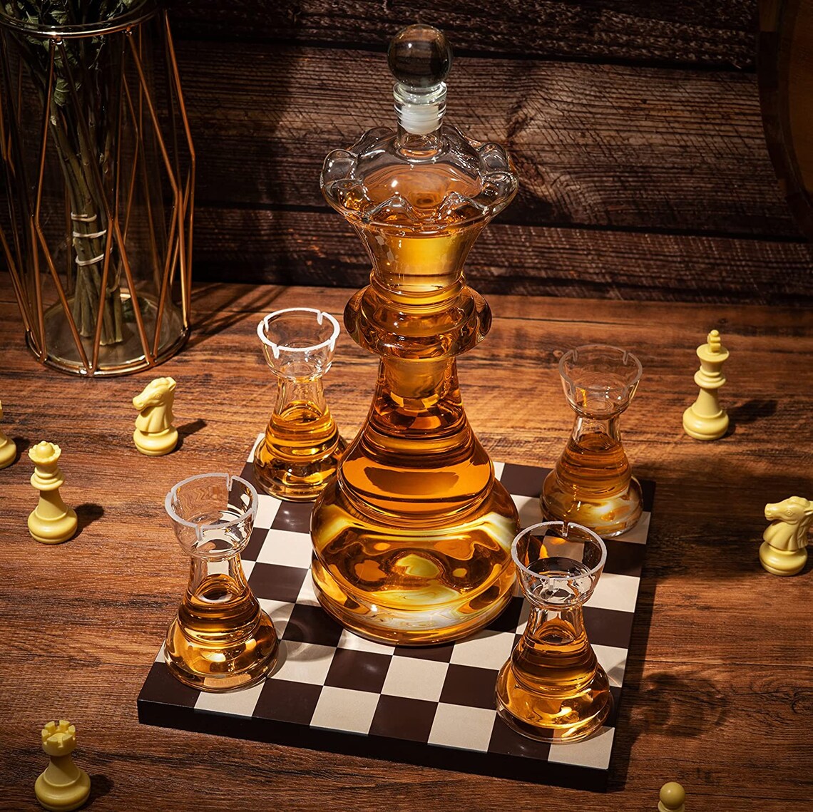 Chess Decanter Set by the Wine Savant Queen Chess Decanter Etsy