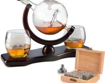 Whiskey Decanter Globe World Decanters Liquor Scotch Wine Spirits Rum Glasses Whiskey Decanter Globe World Decanters Liquor Scotch Wine Spirits Rum Glasses