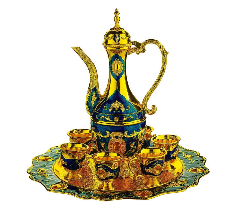 Vintage Turkish Tea Pot Set for 6 Including Tray & Teapot Etsy