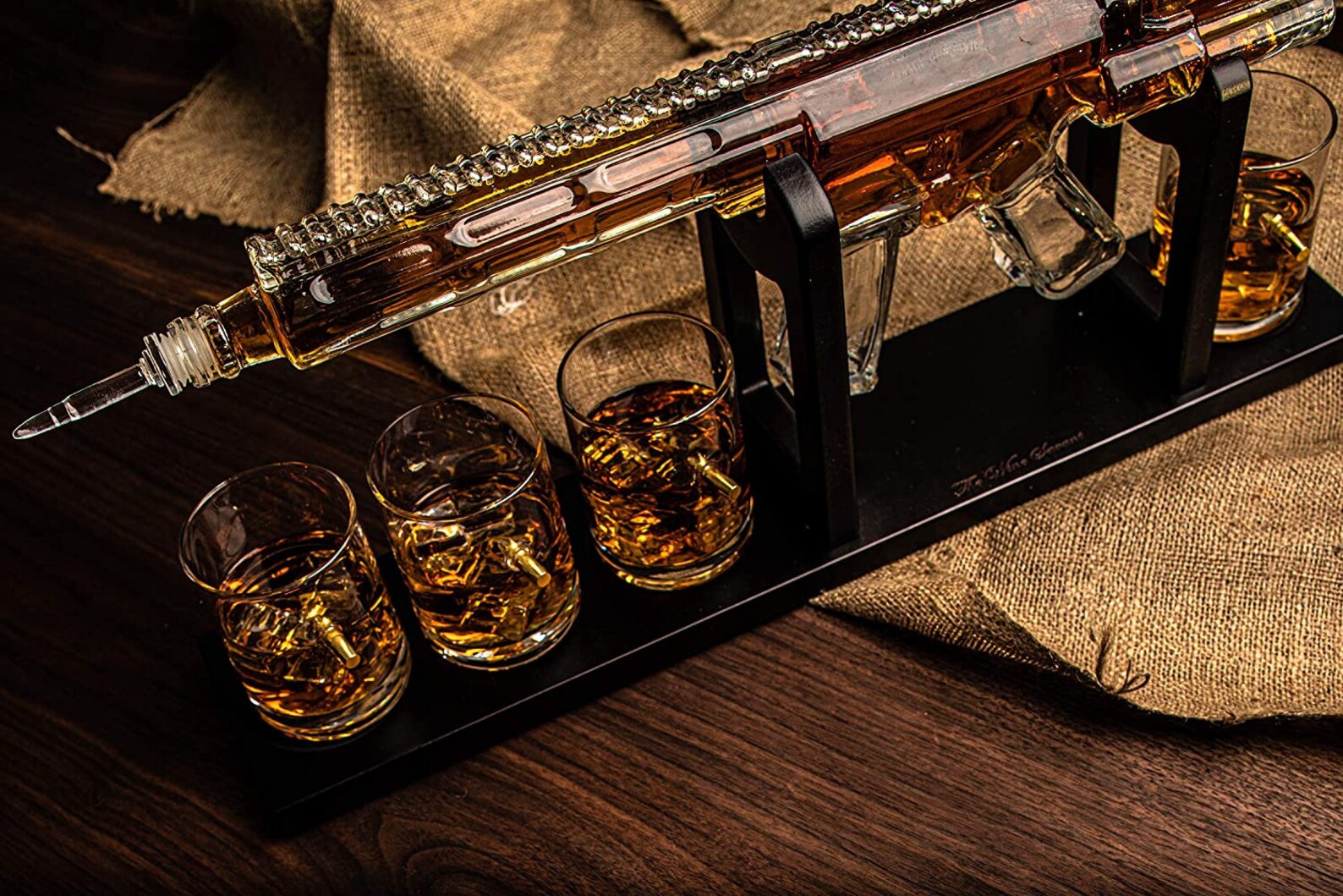 AR15 Whiskey Gun Decanter Set 1000 Ml & 4 12oz Bullet Glasses Etsy