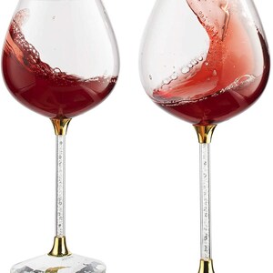 Set of Four Crystal Wine Glass Smaller Cut Bowl Faceted Stem Square Base TYCAALAK