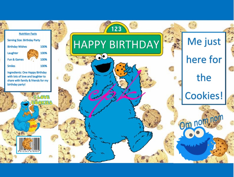 Cookie Monster Chip Bag Template Etsy