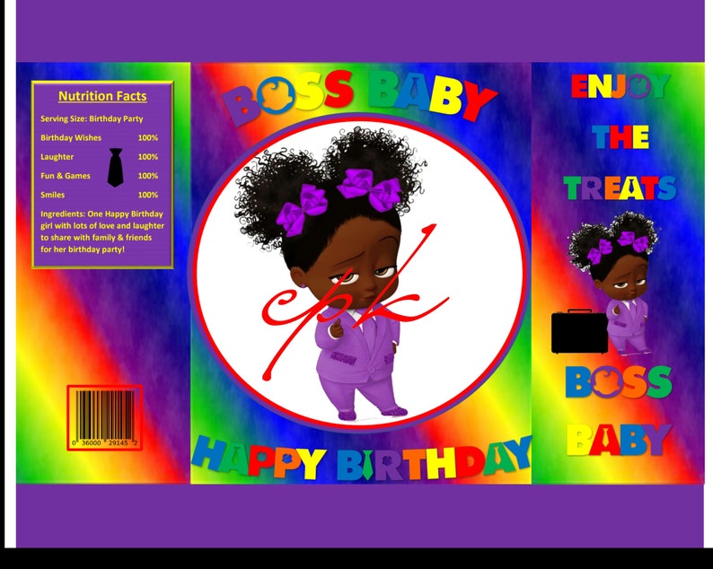 Paper Party Supplies Paper Boss Baby Girl Rainbow Chip Bag Template