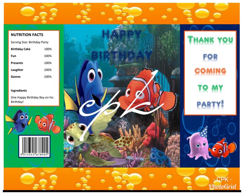 25 Finding Nemo Glitter STICKERS Party Favors Supplies Birthday Treat Loot Bags