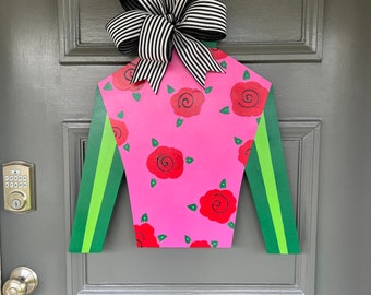 Hand Painted Jockey Silk - Wooden Door Hanger - Derby Decoration