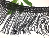 7 quot Boho Fringe Trim, Black Fringe Trim, Black Costume Fringe, Flapper Dress Fringe Trim Vintage inspired Fringe, Black Lace - BLK 6