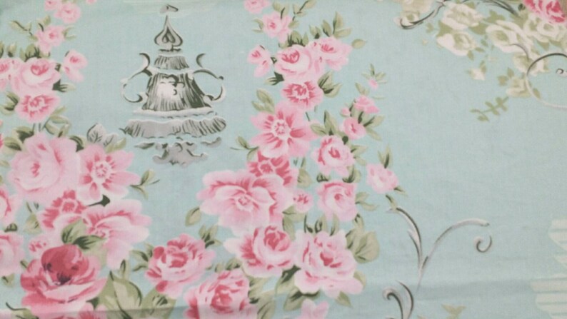 Cottage Chic Rose Fabric Blue Rose Fabric Rose Fabric Etsy