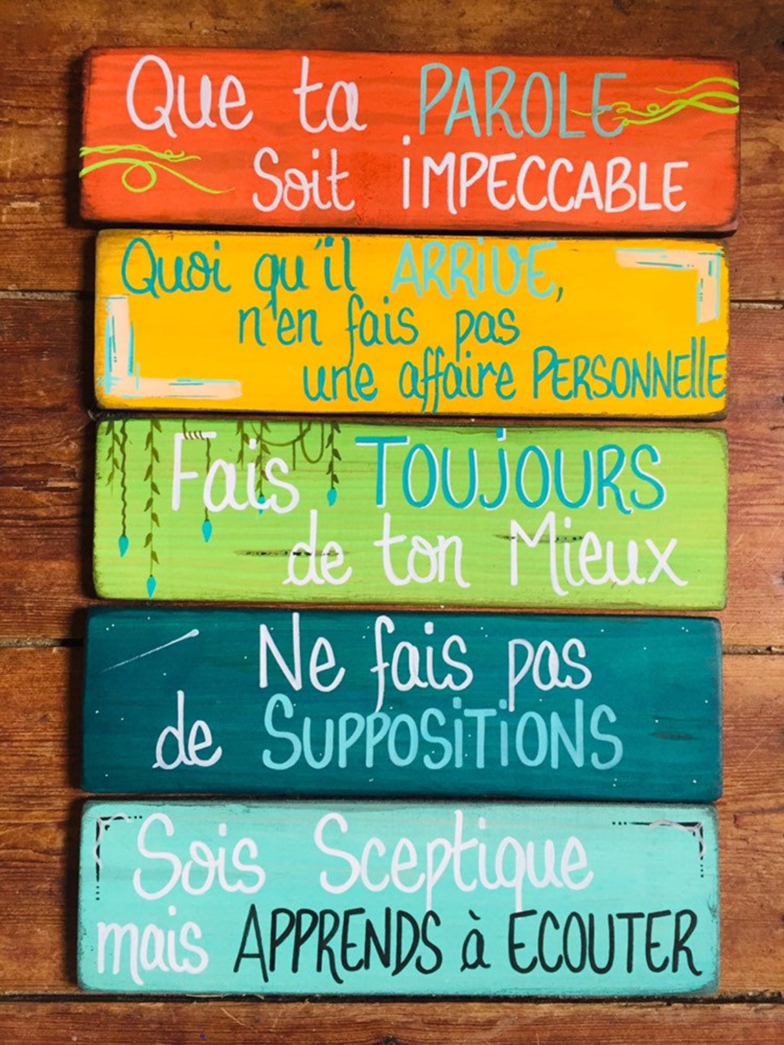 Les 5 Accords Toltèques Peinture sur bois décoration murale - Etsy France