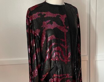 Neil Bieff fuchsia/ multicolor and black animal print sequin jacket