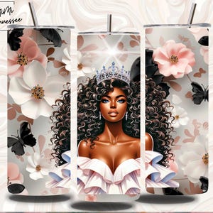 Beautiful Black Woman CrownTumbler/ Gift/ Custom tumbler/ 20oz Skinny Sublimation Design Straight Instant Digital Download Png