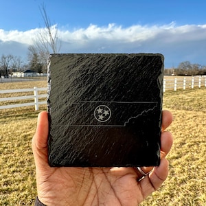 Tennessee State Stars Laser Engraved Slate Ceramic Coasters|Personalized Stone Coasters,Wedding Gifts,Drink Coaster,Table Coaster,Dad Gift