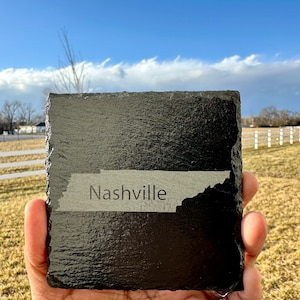 Tennessee State Capital Laser Engraved Slate Ceramic Coasters|Personalized Stone Coasters,Wedding Gifts,Drink Coaster,Table Coaster,Dad Gift