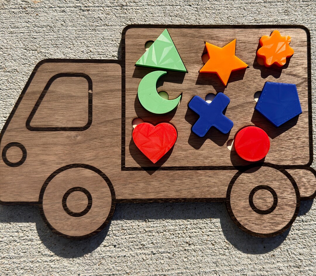 Personalized Wooden Shapes Board With Matching Shape Pieces • Modern ...