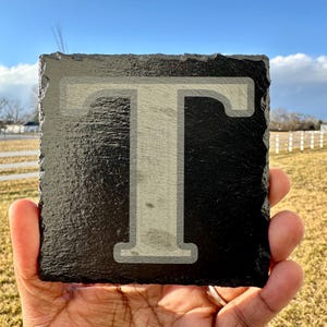 Tennessee T Laser Engraved Slate Ceramic Coasters|Personalized Stone Coasters,Wedding Gifts,  Drink Coaster,Table Coaster,Dad Gift