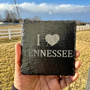 Love Tennessee  Laser Engraved Slate or Ceramic Coasters|Personalized Stone Coasters, Wedding Gifts,  Drink Coaster, Table Coaster, Dad Gift