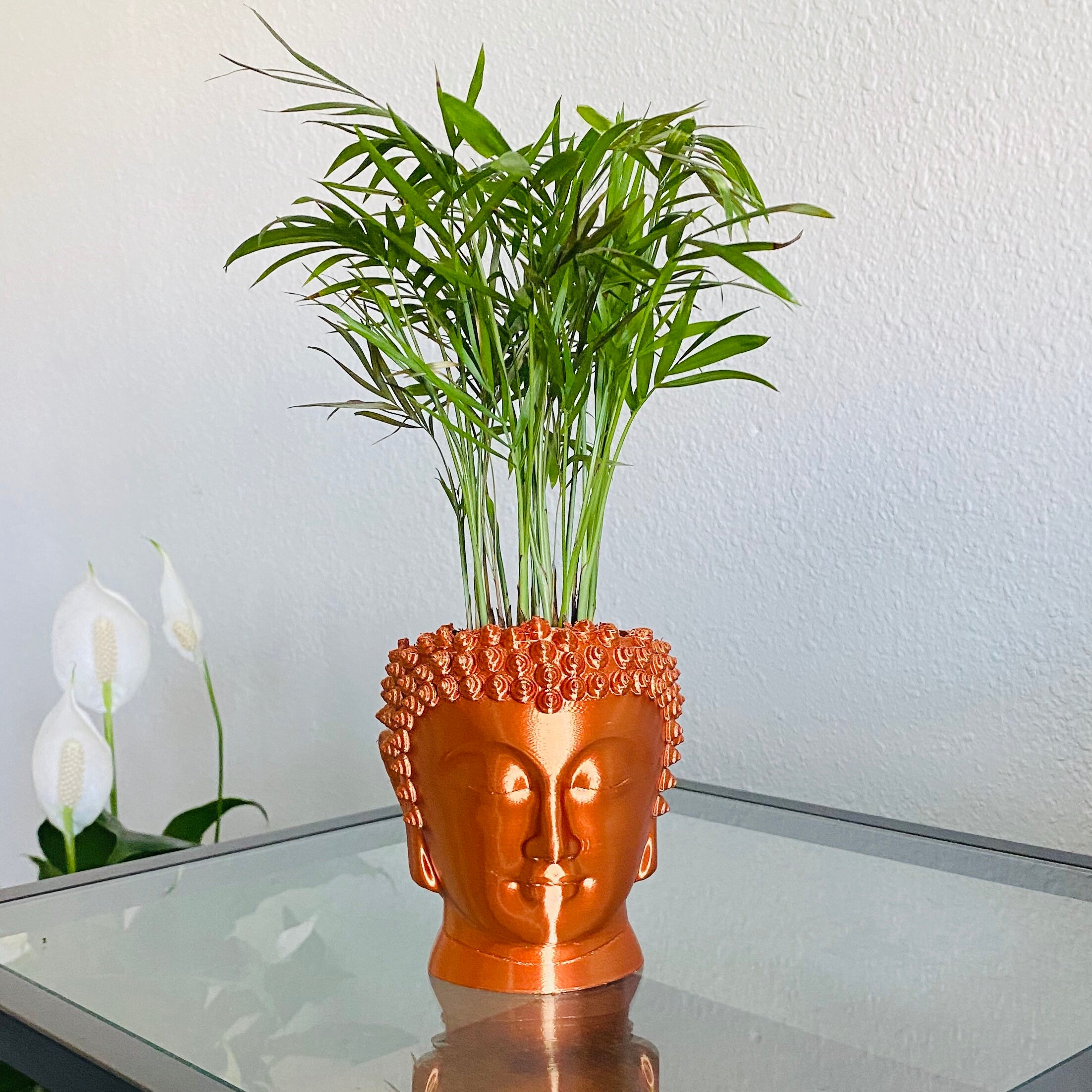 Buddha Head Planter Buddhist Home Decor Metallic Indoor Etsy