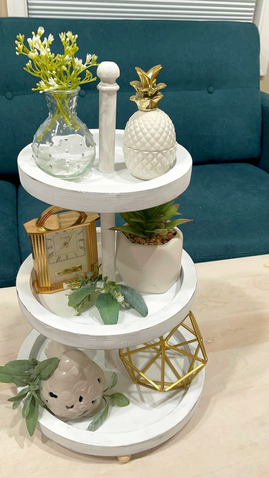 White 3 Tiered Tray /home Decor /white Wooden Tiered Trays / Etsy