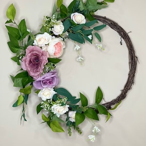 spring peony wreath for front  door , summer wreaths, white peony wreath, purple spring wreath, pink peony wreath, spring wreath