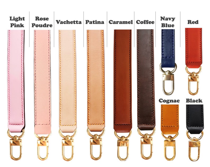 2cm Width Handbag Strap, Genuine Vachetta Leather, Customized in Any Length, Designer Tote, Top Handle Purse, Gold Silver Brass Clasps image 1