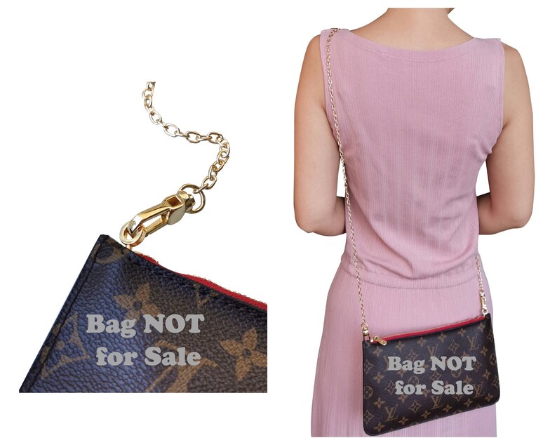 Clasps Clips Claw Convert Zip Pouch to Cross Body Bag Purse GM MM PM Neverfull Pochette Pouch Ring Hook and Gold Chain Strap