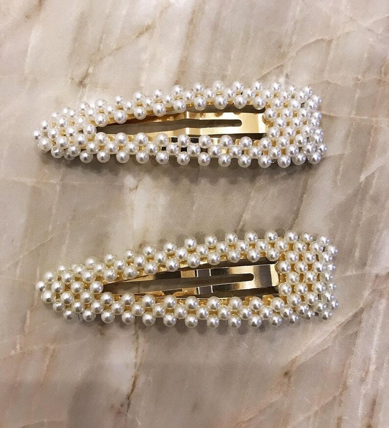 A Set of 3 Pearl Clip Gold Silver Pearl Hair Clips White Pearl Etsy
