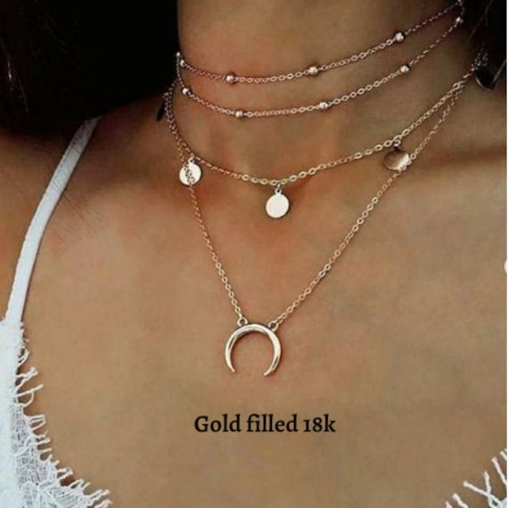 Stack Necklaces for Women Coin 
