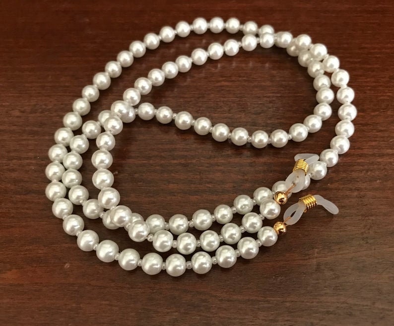 Eyeglass White Pearl Eyeglasses Chain Hanging Ropes Gold Etsy