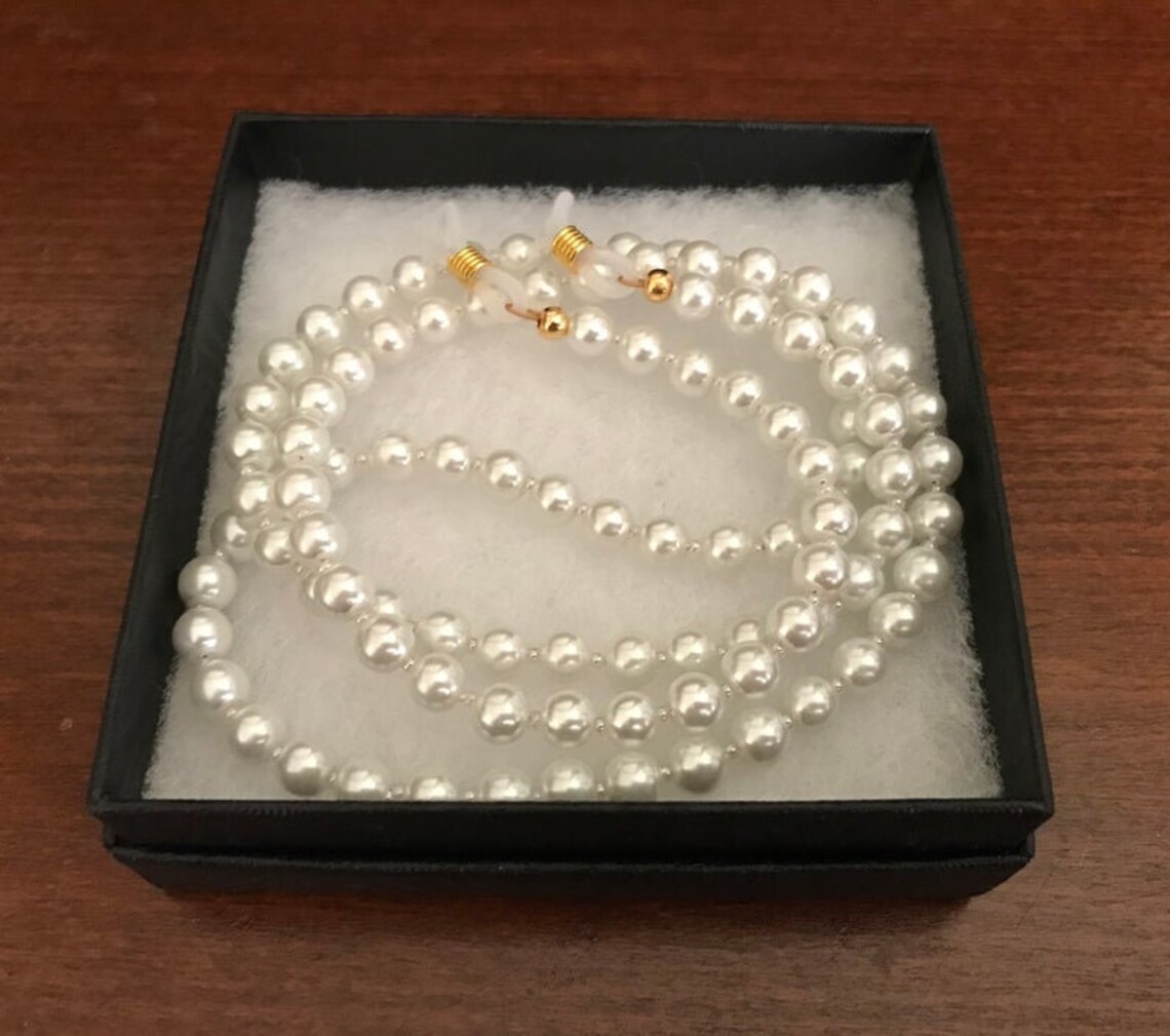 Eyeglass White Pearl Eyeglasses Chain Hanging Ropes Gold Etsy