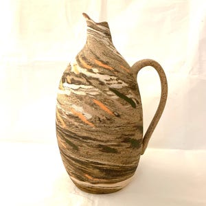 Handmade Multi-colored Clay Vase, Decorative Spout