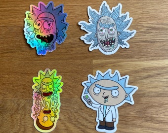 Rick Holographic Sticker Pack (inc 4 stickers) - Weatherproof and UV Resistant
