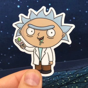 Cartoon sticker, TV Show sticker, Pop culture Sticker, Vinyl Laptop Sticker, Mad Scientist Mashup, Pop culture gift, Cartoon Gift Sticker,